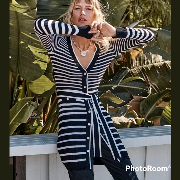 White House Black Market Sweaters - WHBM ● Black+White Striped Cardigan